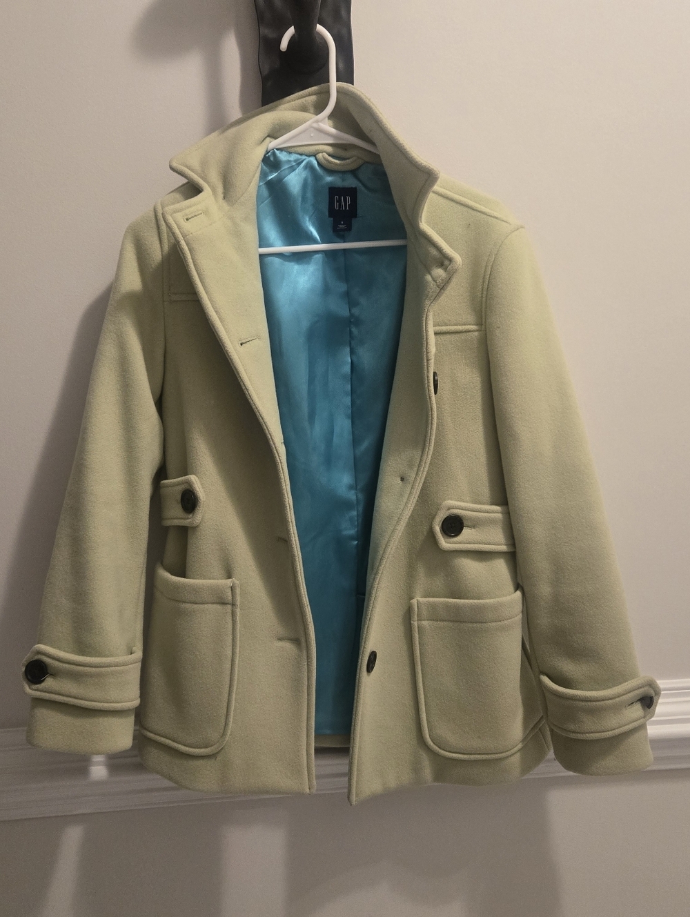 GAP Light Green Lined Peacoat Wool FLAW Size Small